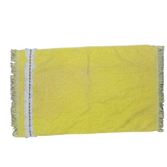 Vintage Cannon Sunshine Yellow Lace Floral Ruffle Hand Towel Washcloth‎ Set USA - Picture 6 of 8